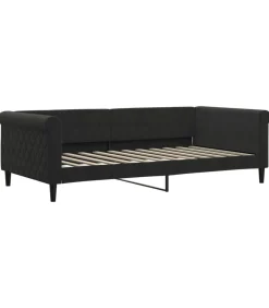 New Slaapbank met onderschuifbed en lades 100x200 cm fluweel zwart Bedden