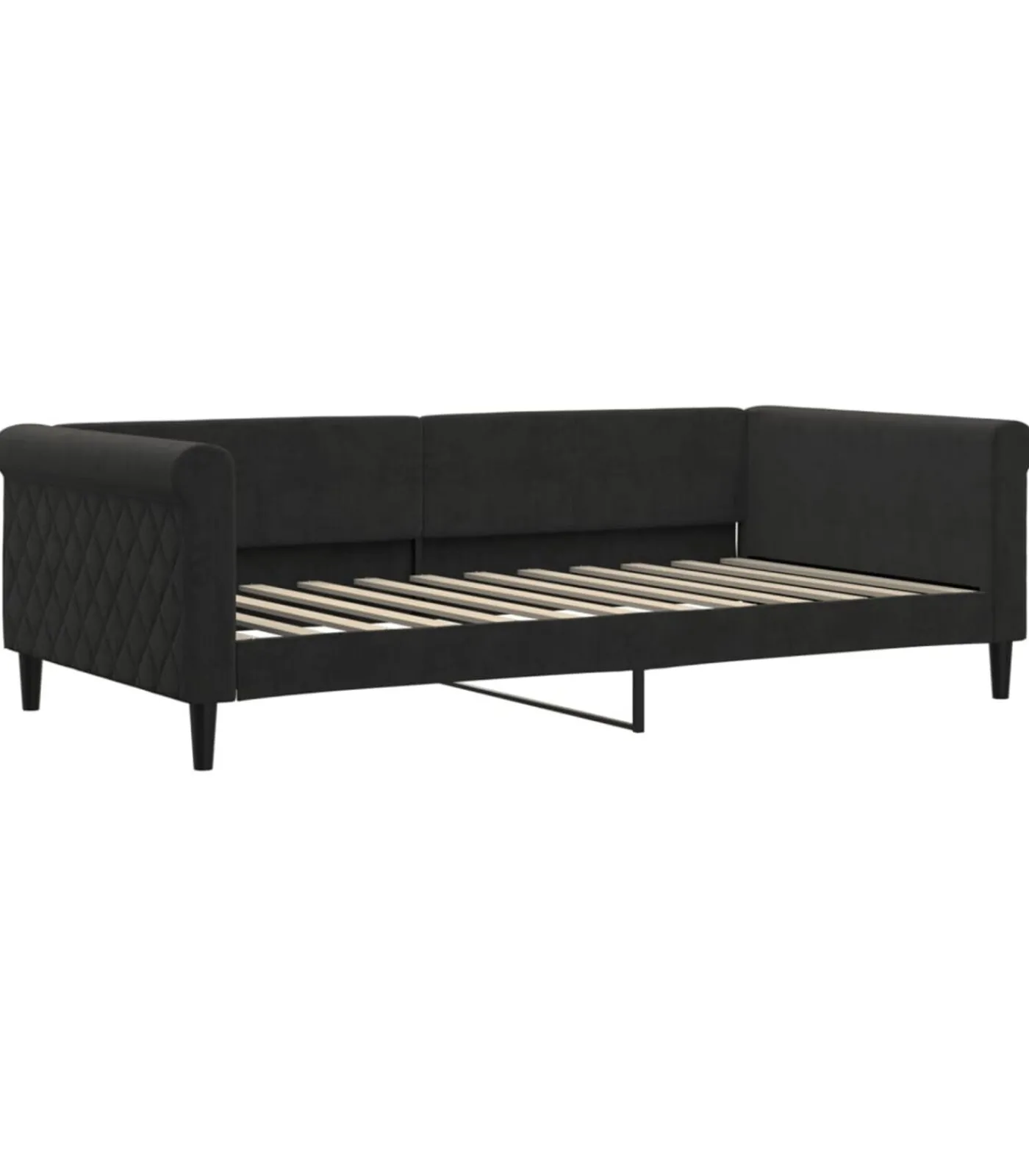 New Slaapbank met onderschuifbed en lades 100x200 cm fluweel zwart Bedden