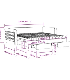 New Slaapbank met onderschuifbed en lades 100x200 cm fluweel zwart Bedden