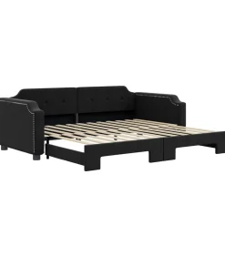 Sale Slaapbank met onderschuifbed 100x200 cm stof zwart Bedden