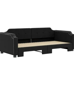 Sale Slaapbank met onderschuifbed 100x200 cm stof zwart Bedden