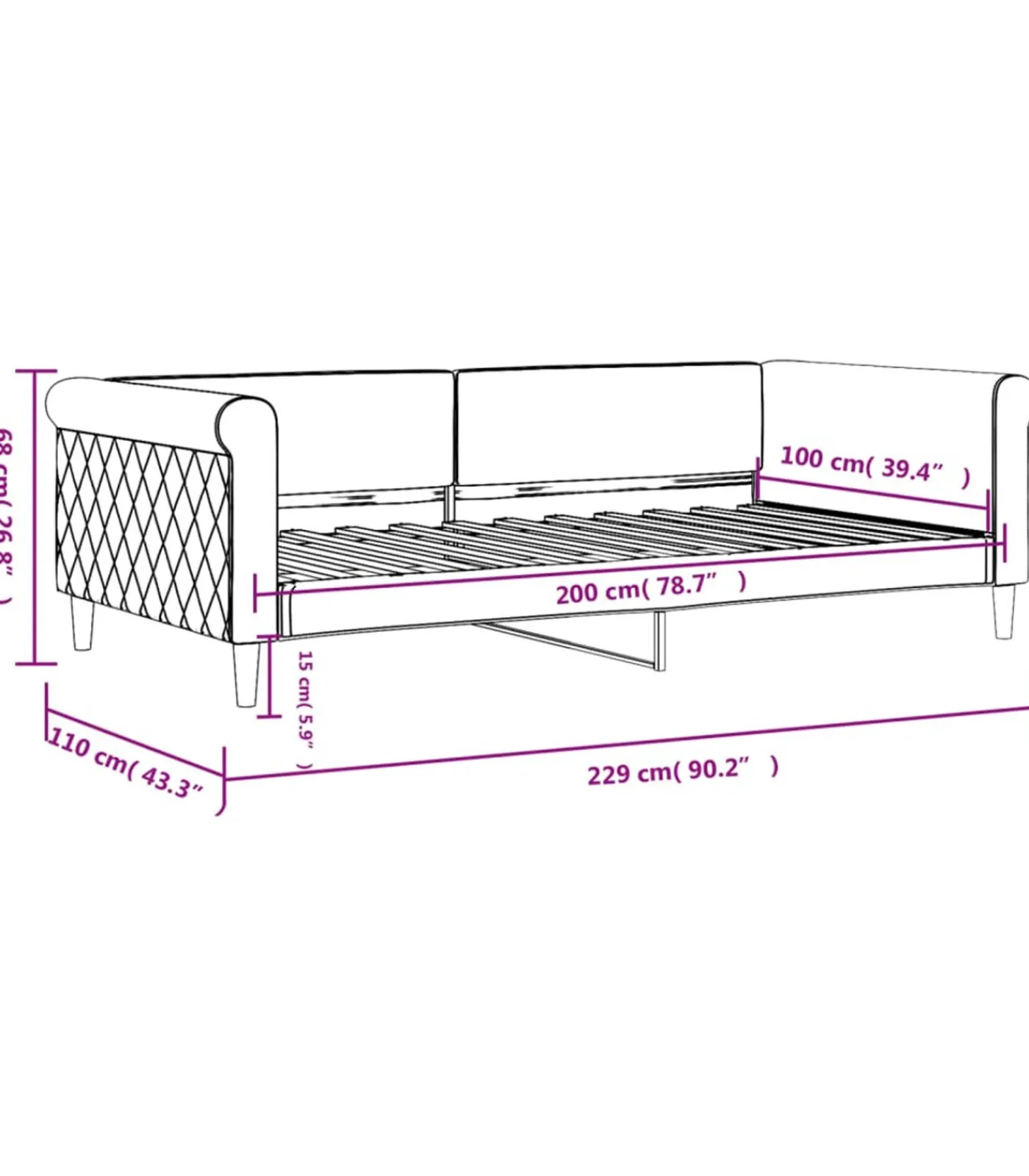 Best Slaapbank 100x200 cm fluweel zwart Bedden