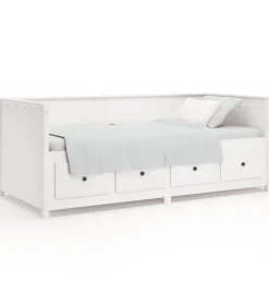 vidaXL Slaapbank zonder matras 100x200 cm massief grenenhout wit