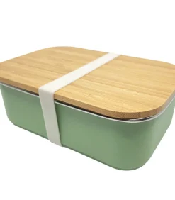 Best lunchbox RVS met bamboe deksel groen 900ml - duurzame broodtrommel Reisaccessoires