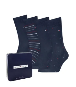 Heren Tommy Hilfiger sokken 4 paar tin giftbox sock navy