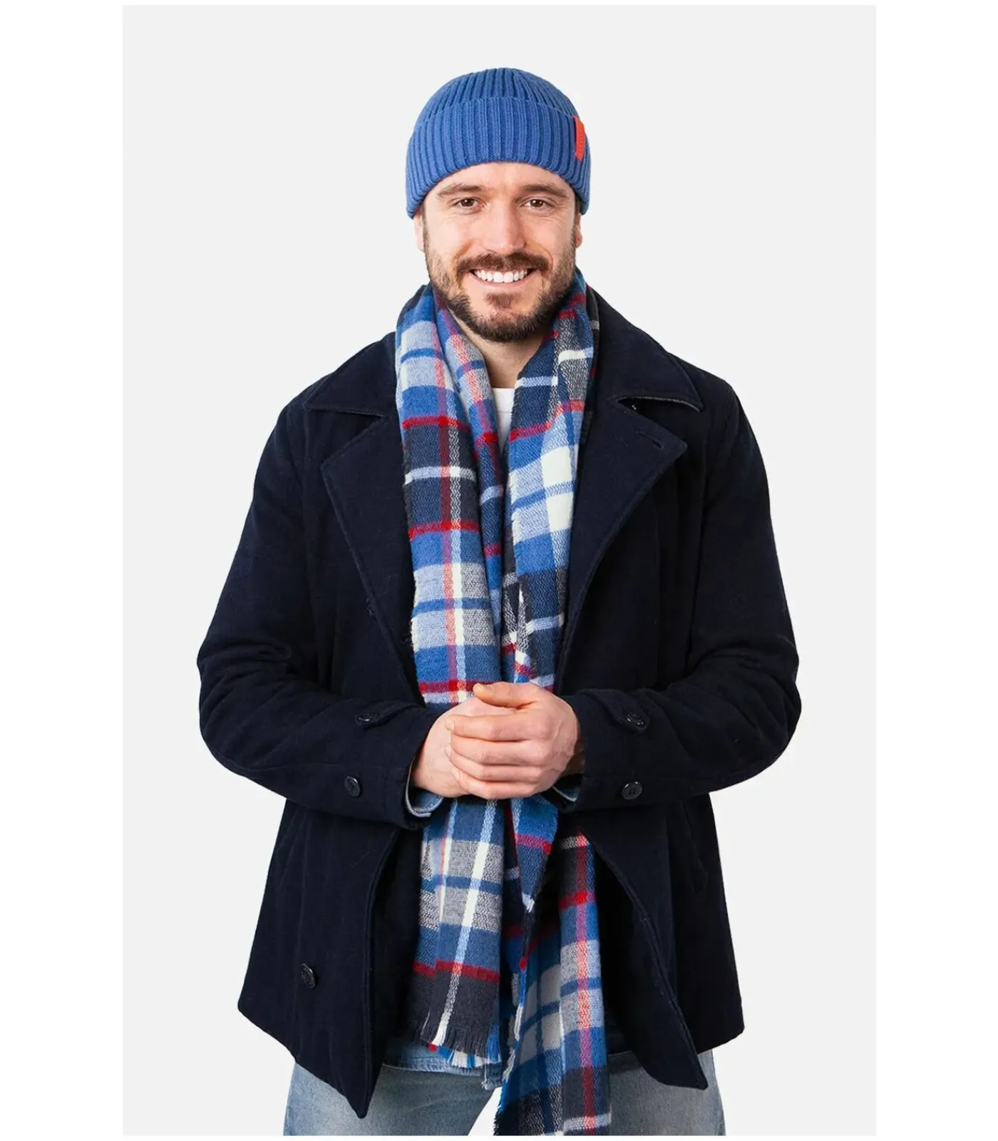 Heren Barts Spenter Sjaal Blauw