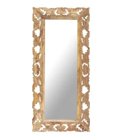 vidaXL Spiegel handgesneden 110x50 cm massief mangohout bruin