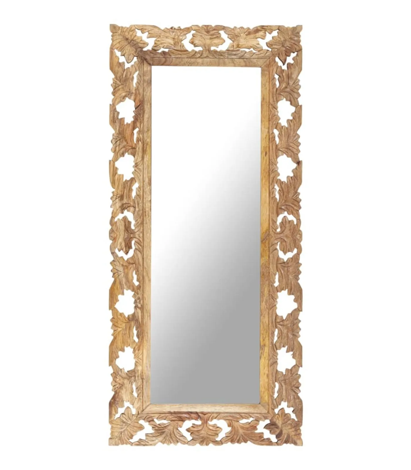 vidaXL Spiegel handgesneden 110x50 cm massief mangohout bruin