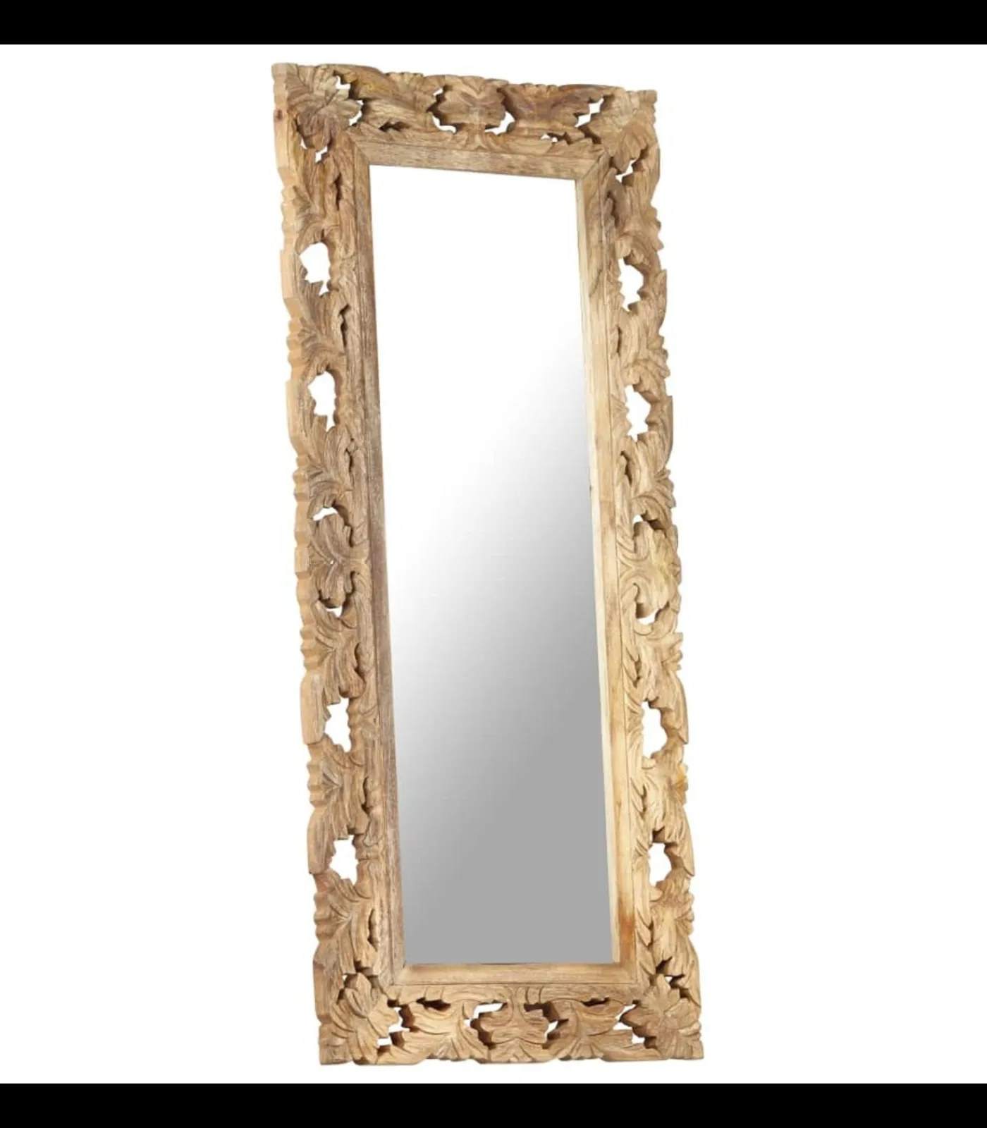 vidaXL Spiegel handgesneden 110x50 cm massief mangohout bruin