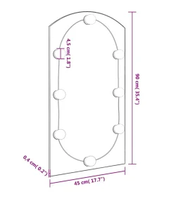 Outlet Spiegel met LED-verlichting boog 90x45 cm glas Spiegels
