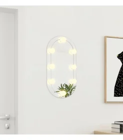 Outlet Spiegel met LED-verlichting ovaal 60x30 cm glas Spiegels