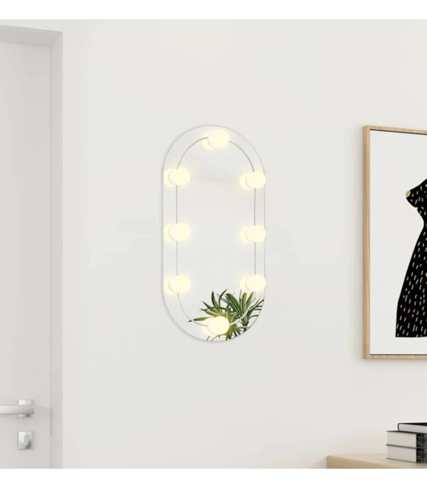 Outlet Spiegel met LED-verlichting ovaal 60x30 cm glas Spiegels