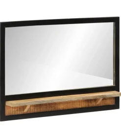 vidaXL Spiegel met schap 80x8x55 cm glas en massief mangohout