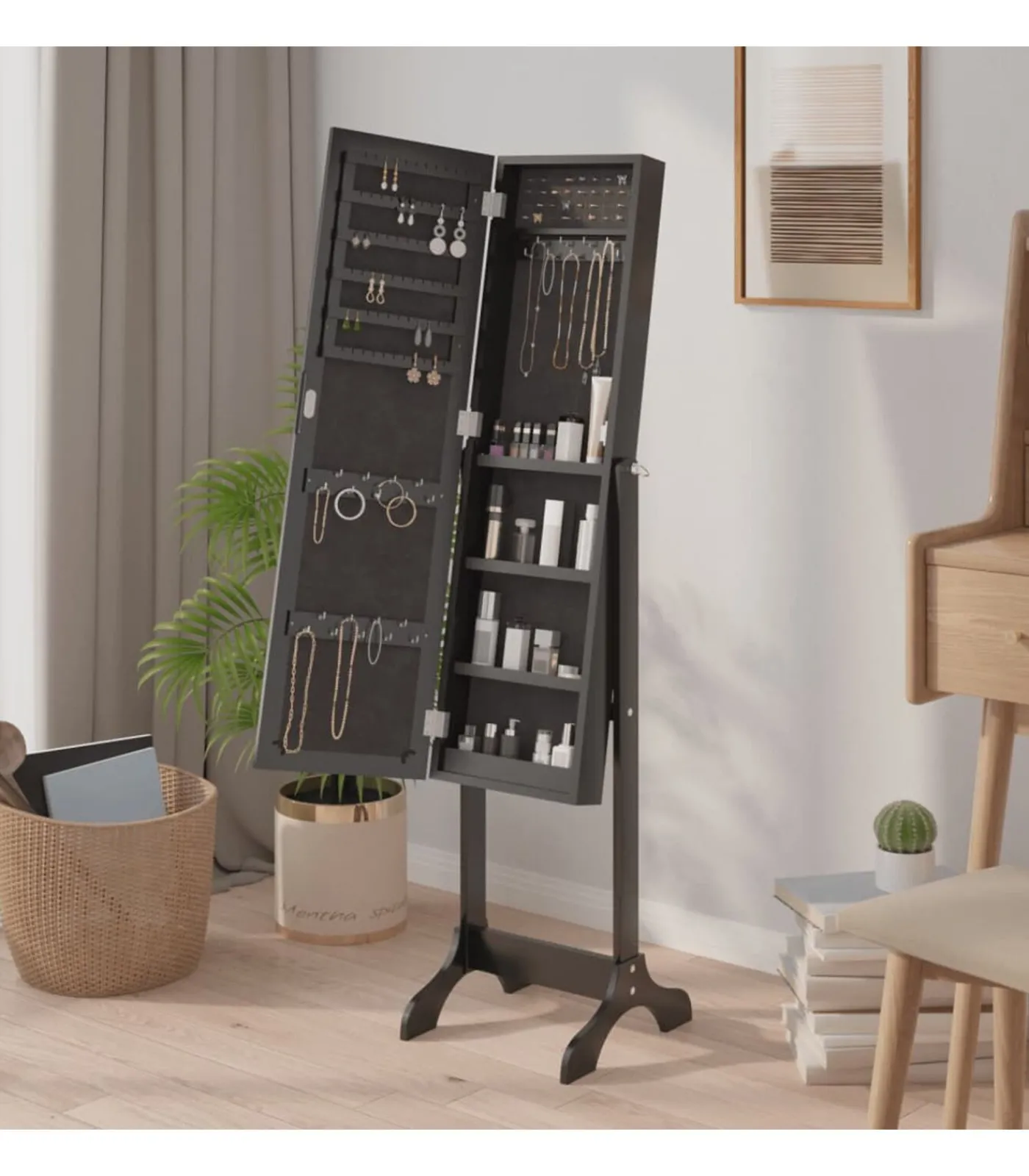 Best Spiegel vrijstaand 34x37x146 cm zwart Spiegels