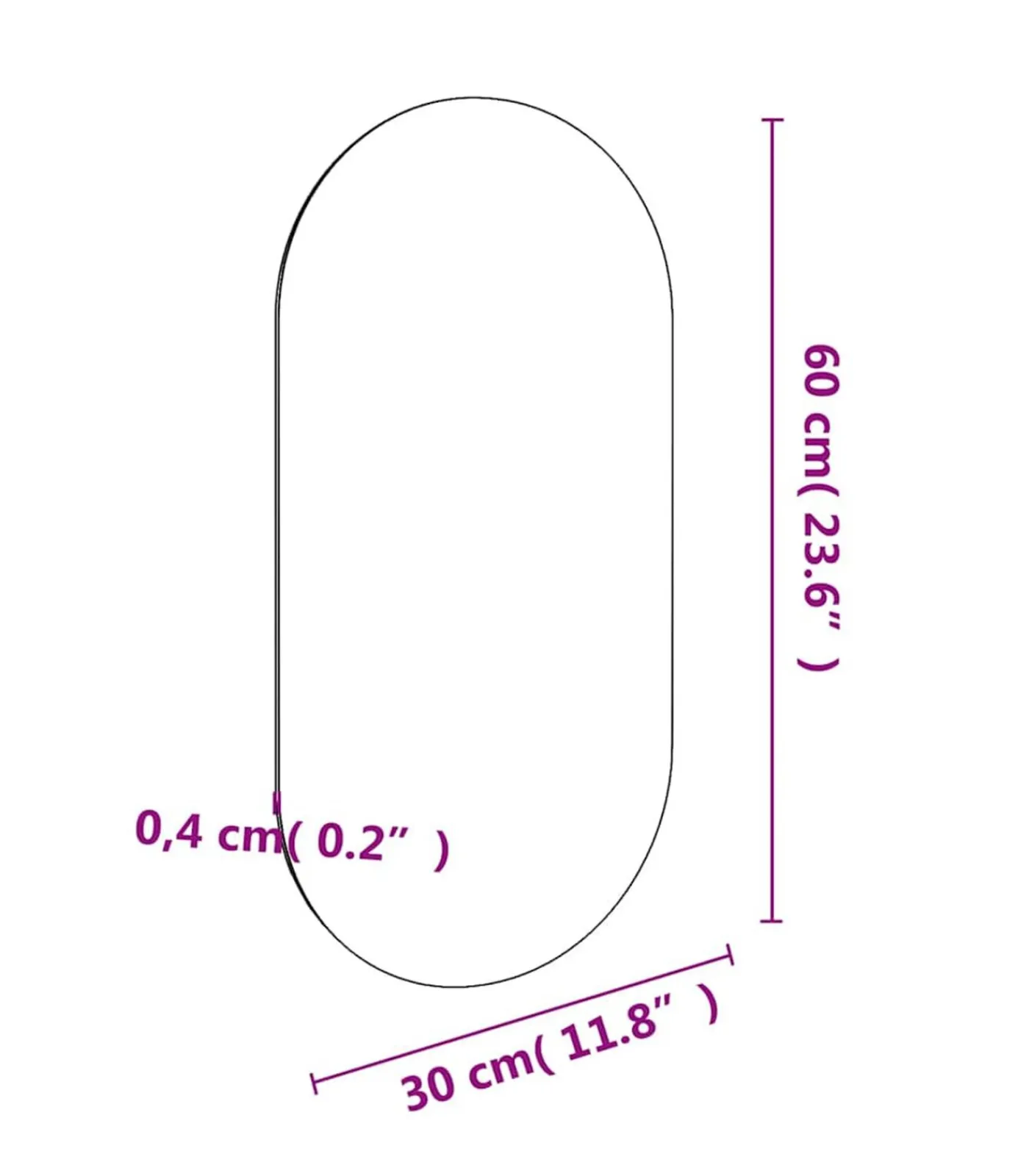 vidaXL Spiegel 60x30 cm glas