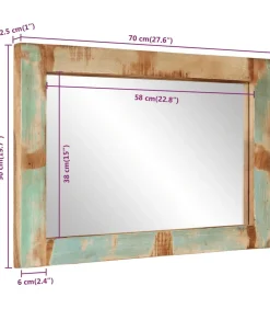 vidaXL Spiegel 70x50 cm massief gerecycled hout en glas