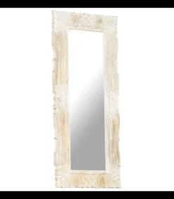vidaXL Spiegel 110x50 cm massief mangohout wit