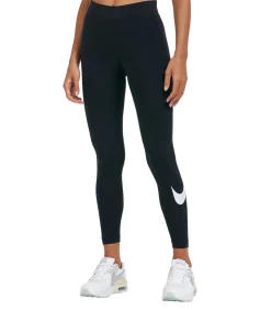 DAMES Nike SPORTSWEAR ESSENTIAL SWOOSH - Leggings - Zwart