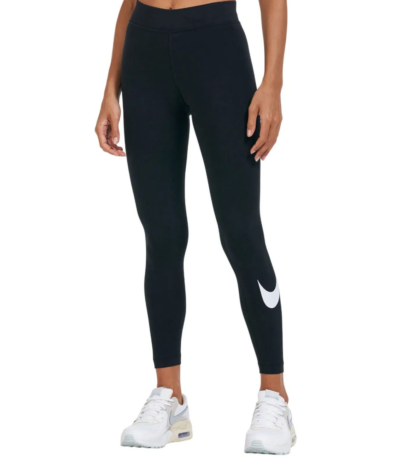 DAMES Nike SPORTSWEAR ESSENTIAL SWOOSH - Leggings - Zwart