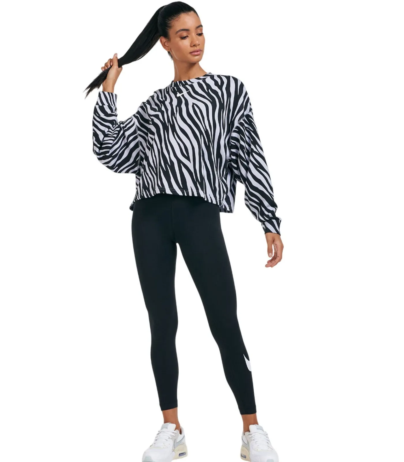 DAMES Nike SPORTSWEAR ESSENTIAL SWOOSH - Leggings - Zwart