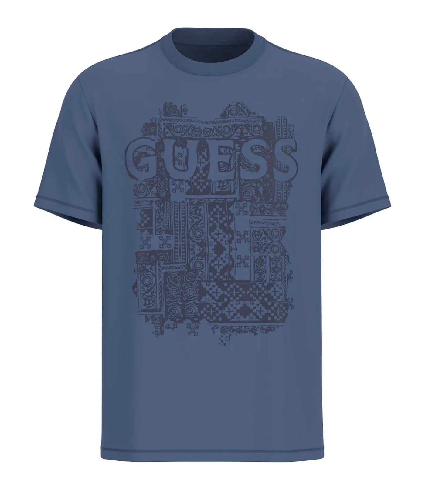 Heren GUESS Ss Cn Flock Box Tee