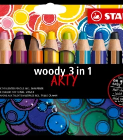 Sale kleurpotlood woody 3-in-1 ARTY etui 10 kleuren met puntenslijper Kinderen Speelgoed