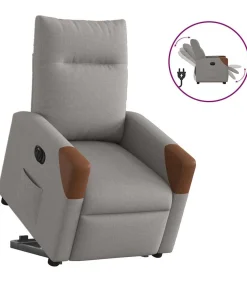 vidaXL Sta-op-stoel elektrisch verstelbaar stof taupe