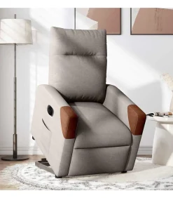 vidaXL Sta-op-stoel elektrisch verstelbaar stof taupe