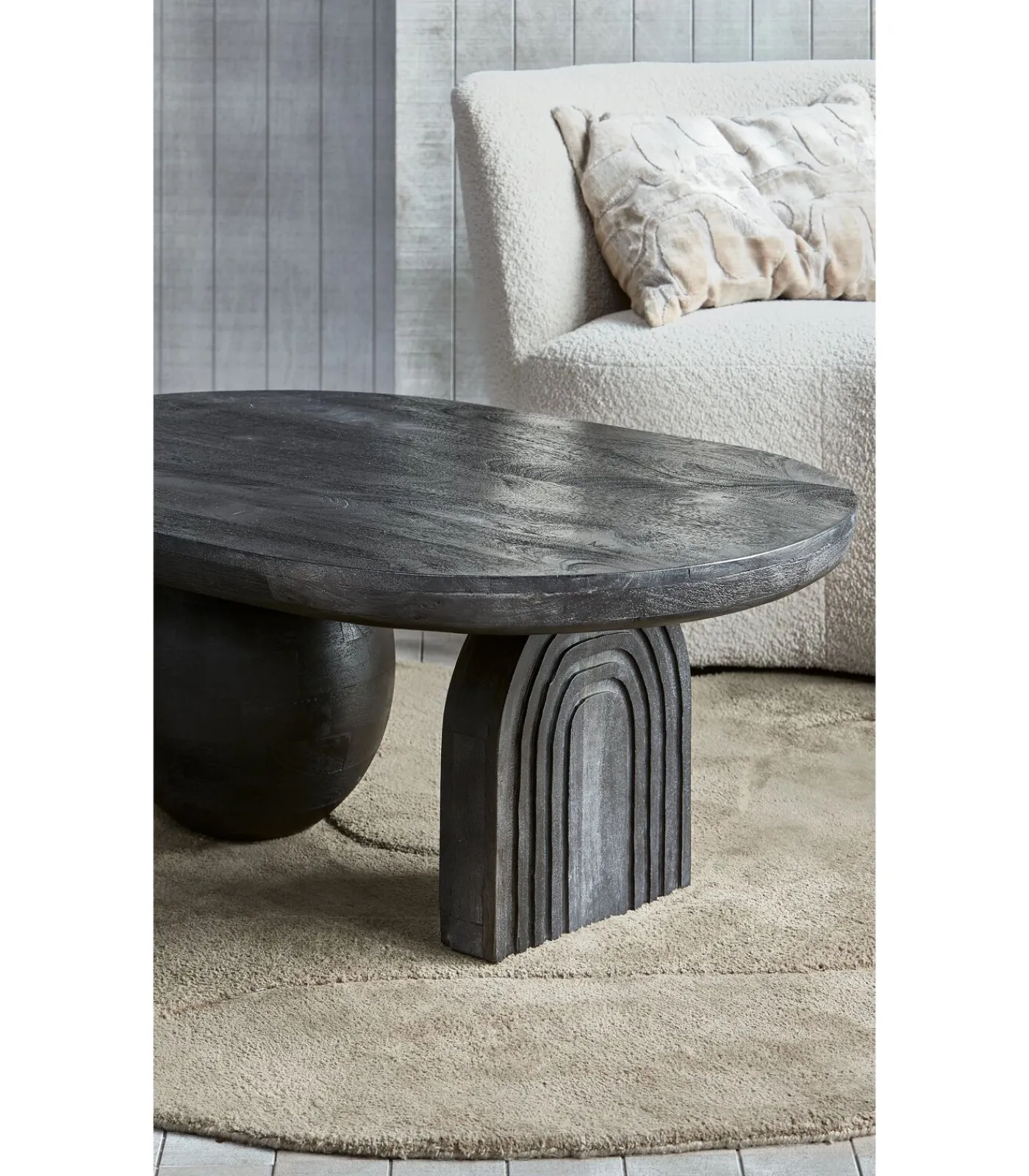 WOOOD Steppe Salontafel - Mango Hout - Zwart - 38x110x72