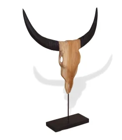 vidaXL Stierenbeeld 66x15x88 cm teakhout