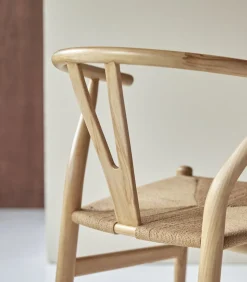 Online Stoel van licht massief teakhout met vlechtwerk Blaise Stoelen