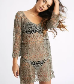 Online STRANDKLEDING JURK Kaki MOLLY DREAMLAND DAMES Badmode