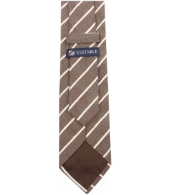 Heren Suitable Stropdas Linnen Streep Bruin