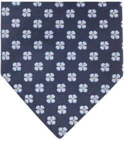 Hot Stropdas Zijde Bloem Navy Heren Kostuums & Blazers