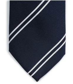 Outlet Stropdas Zijde Double Stripe Bordeaux Heren Kostuums & Blazers