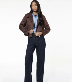 Hot Suède Crop Jasje Lang Bruin DAMES Jassen