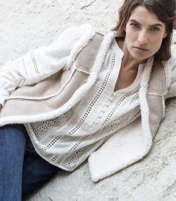 Best SVANY - Mouwloos sherpa-vest met een folk-uitstraling DAMES Jassen