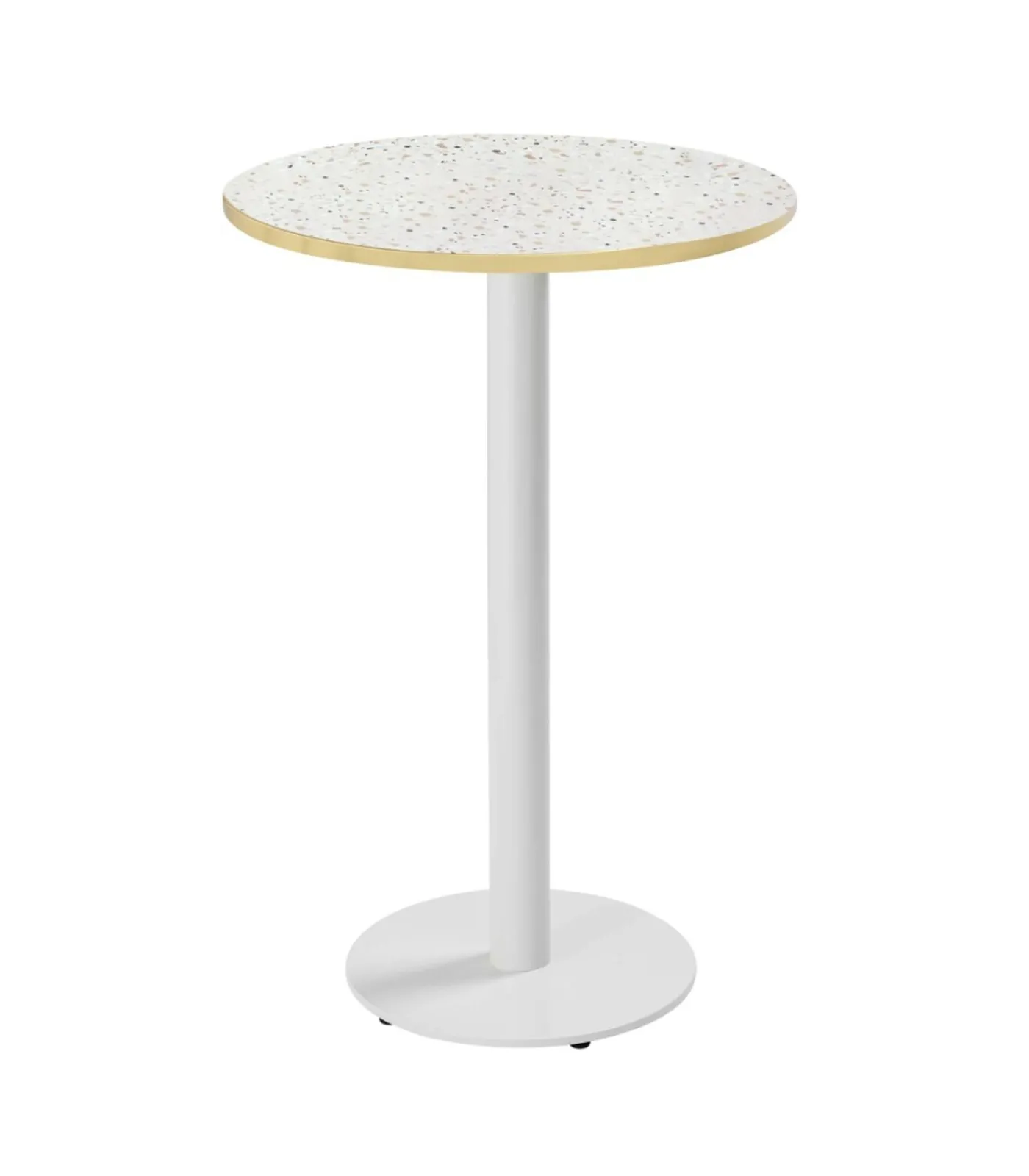 Clearance Tafel hoog rond 60 cm witte poot en terrazzo bekleding Tafels
