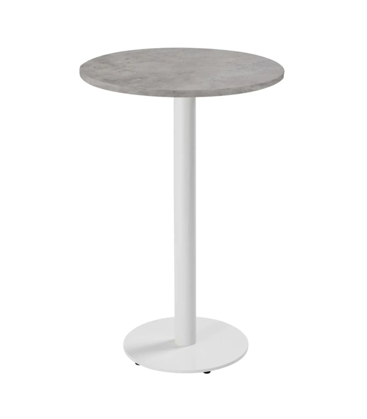 Oviala Tafel hoog rond 60 cm witte poot en lichtgrijze betonnen bekleding