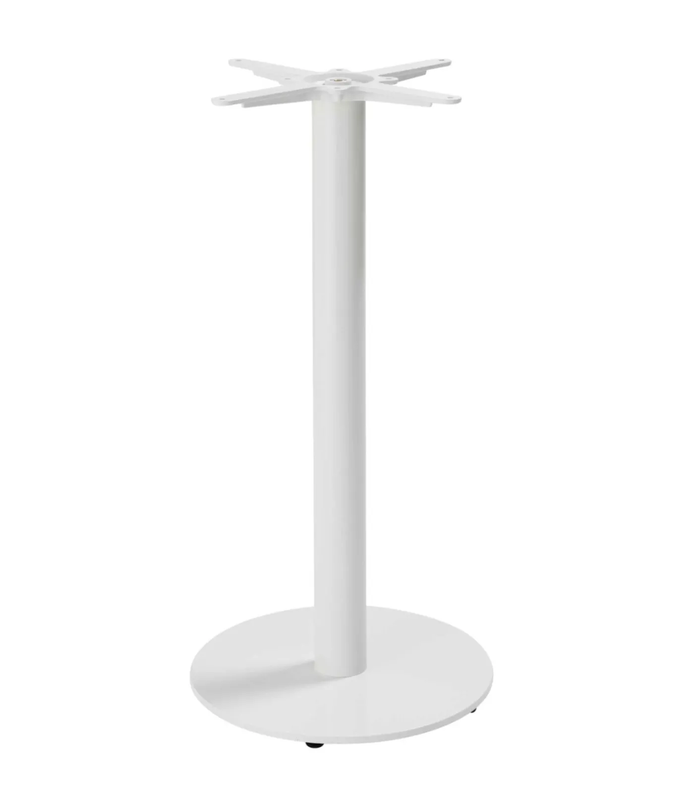 Oviala Tafel hoog rond 60 cm witte poot en lichtgrijze betonnen bekleding