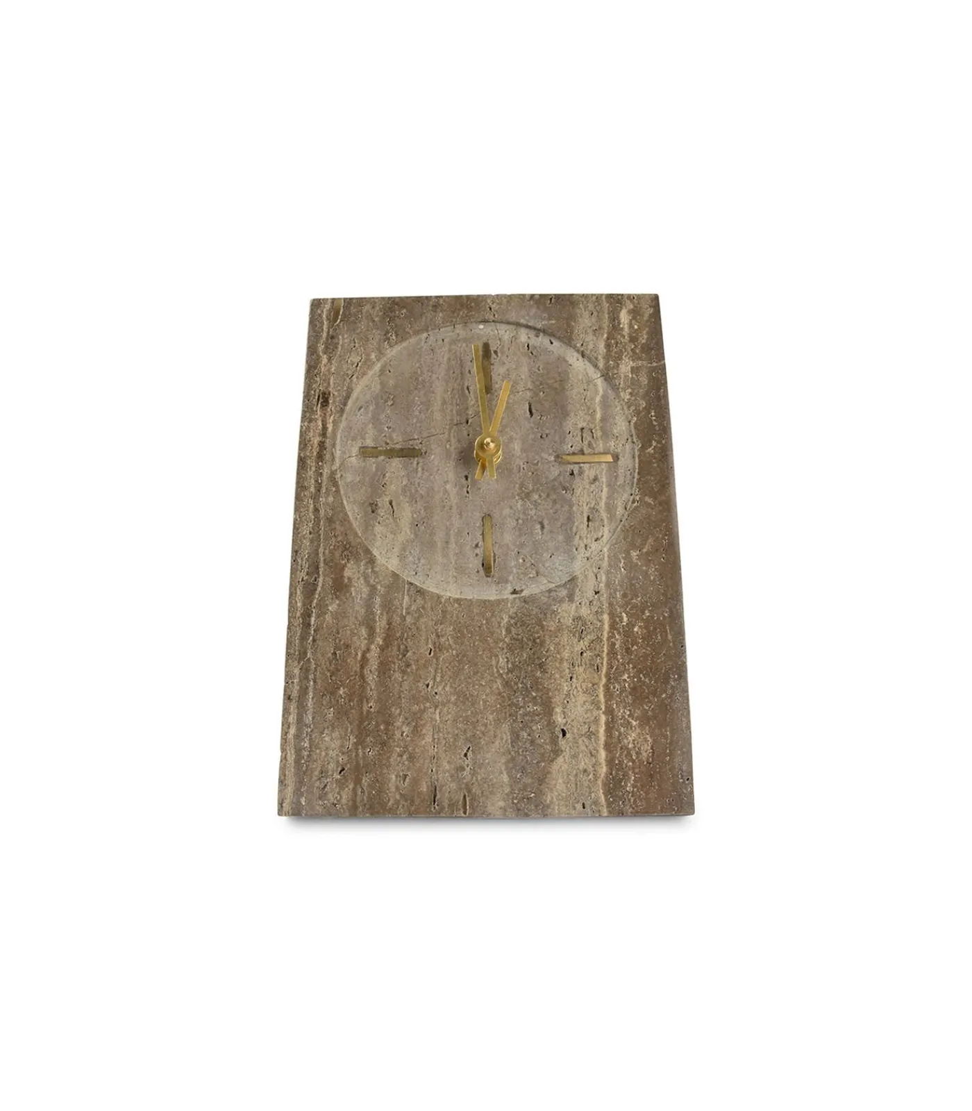 Discount Tafelklok 16xH23,5cm travertijn grijs Zone Klokken