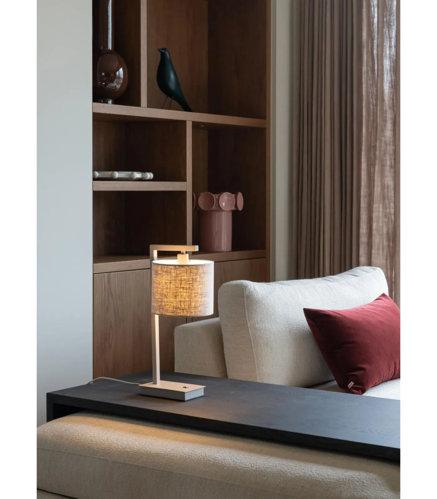 Tafellamp Boston - Bruin - 17x18x44cm Tafellampen