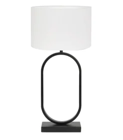 Online Tafellamp Jamiri/Polycotton - Zwart/Wit - Ø30x67cm Tafellampen