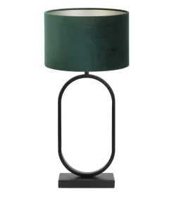 Light & Living Tafellamp Jamiri/Velours - Zwart/Donkergroen - Ø30x67cm