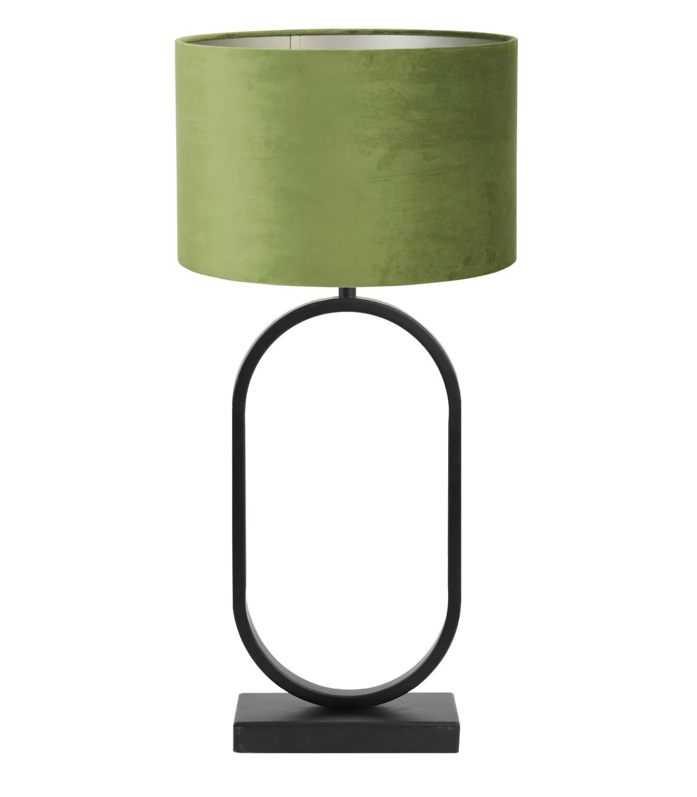 Light & Living Tafellamp Jamiri/Velours - Zwart/Olijfgroen - Ø30x67cm
