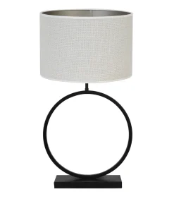 Light & Living Tafellamp Liva/Saverna - Zwart/Eiwit - Ø40x78,5cm