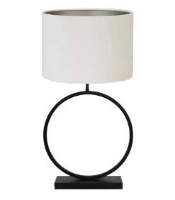 Light & Living Tafellamp Liva/Velours - Zwart/Off white - Ø40x78,5cm