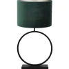 Clearance Tafellamp Liva/Velours - Zwart/Donkergroen - Ø40x78,5cm Tafellampen