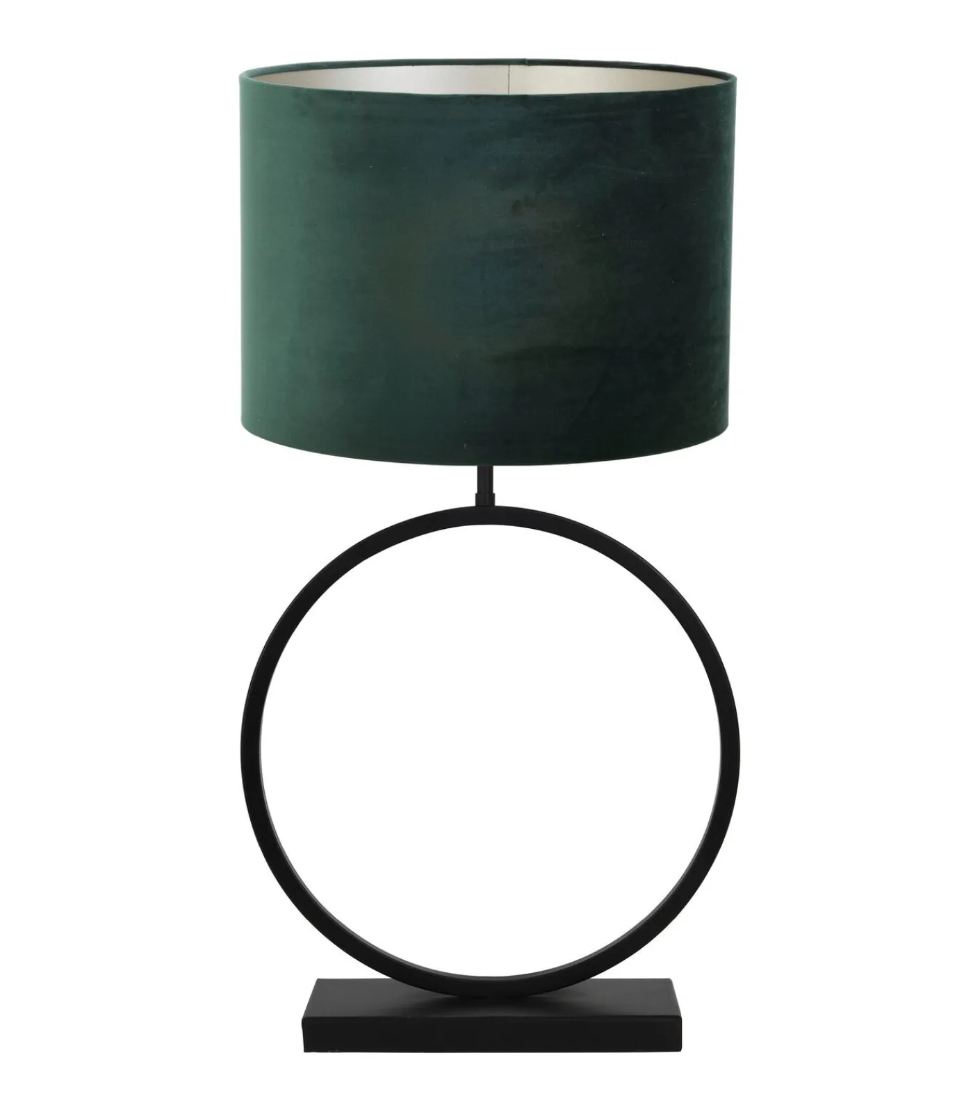 Clearance Tafellamp Liva/Velours - Zwart/Donkergroen - Ø40x78,5cm Tafellampen
