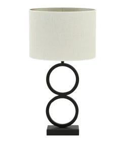 Light & Living Tafellamp Stelios/Saverna Ovaal - Zwart/Eiwit - Ø30x62cm
